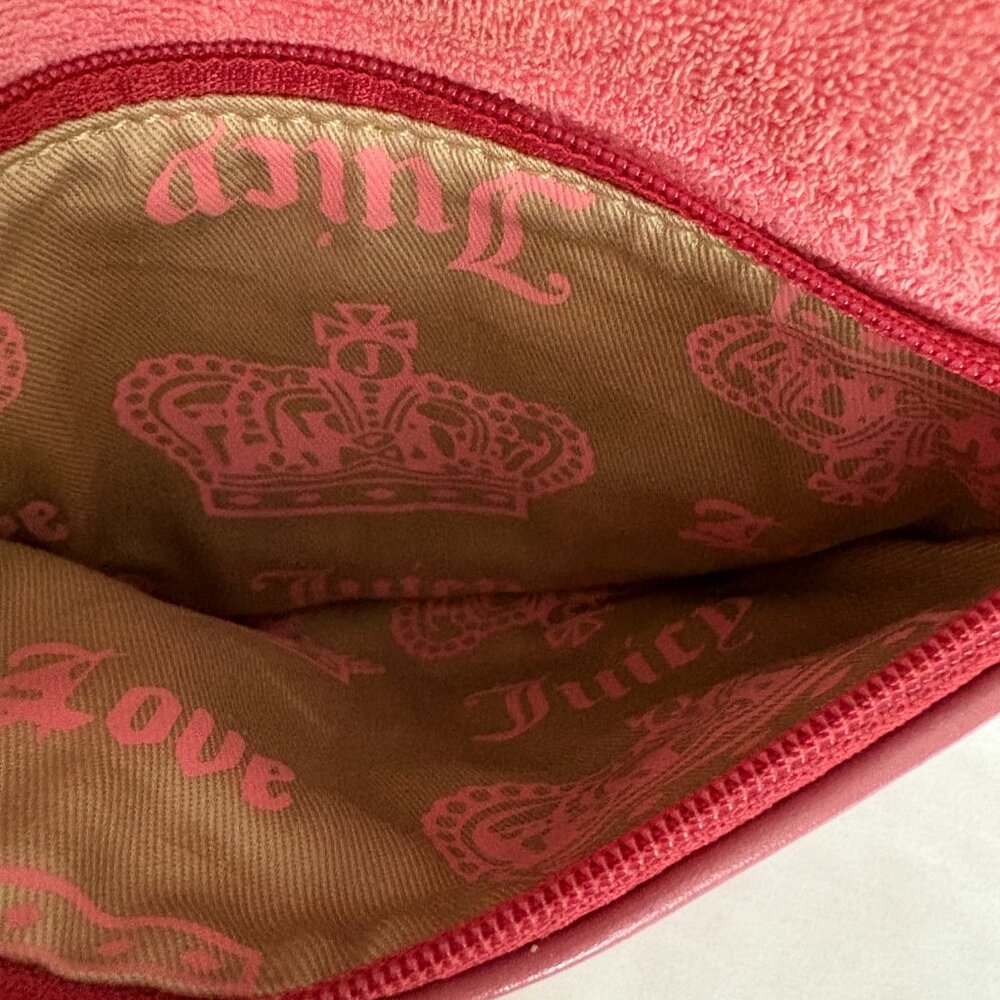 Vintage Juicy Couture Purse Crossbody Bag Terry Cloth Pink Barbiecore Y2K - Picture 8 of 10